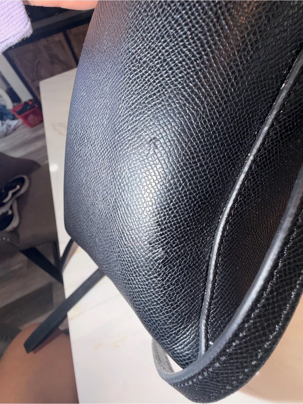 Celine Black Leather Satchel with Gold Logo